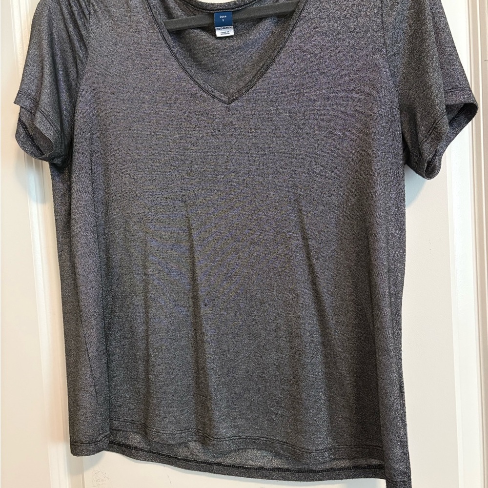 Old Navy Gray Sparkle V-Neck Women's Top